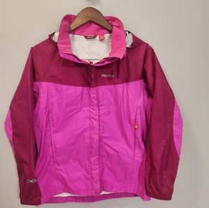MARMOT Girls Hooded Windbreaker Raincoat‎ Size XL Pink/Burgundy Gorpcore Hiking